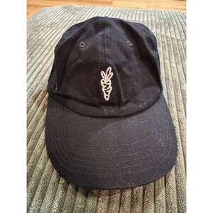 Carrots Black Cotton Baseball Cap‎ Embroidered Carrot Logo Adjustable Strap